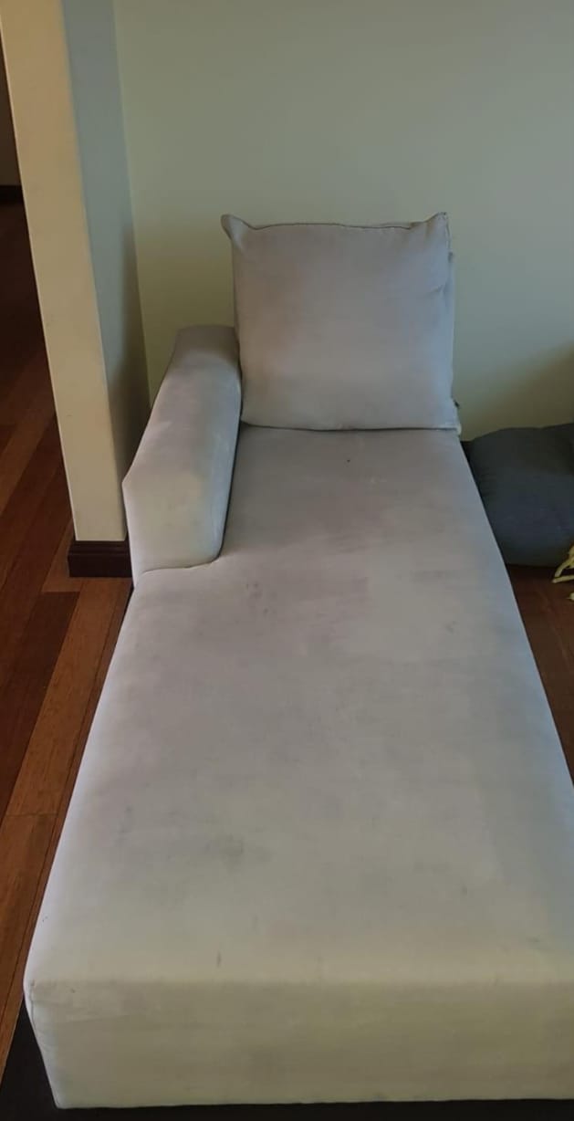 The same fabric chaise after RugMaster upholstery cleaning