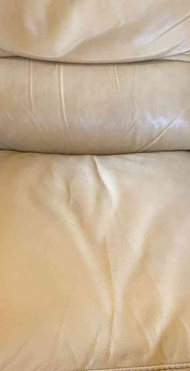 The same cream leather lounge suite after cleaning and conditioning